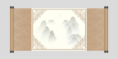 中国传统山水画背景，山水画