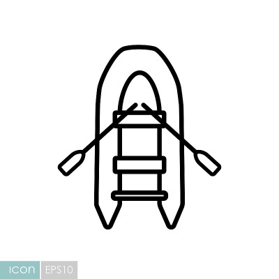 充气橡皮艇平面矢量图标