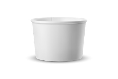 矢量3d现实白色桶食品纸塑料容器，杯子。甜点，酸奶，冰淇淋，酸奶油，零食。孤立在白色背景。产品包装设
