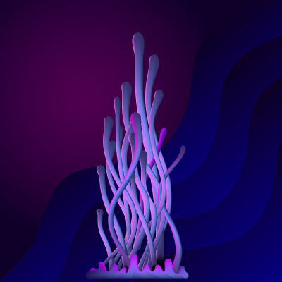 Abstract, coral-like waved figures over underwater