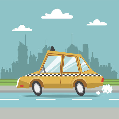 出租车，出租车，汽车城市背景