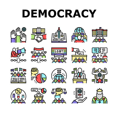 民主政府政治图标设置向量