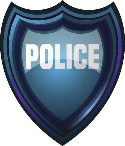 警察盾牌，矢量插图。