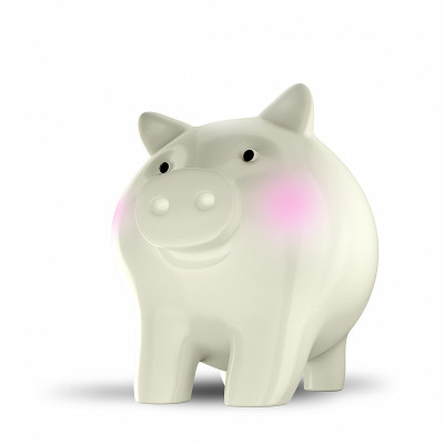 白色储蓄罐孤立