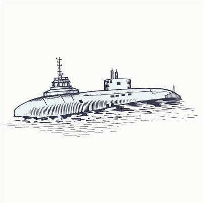 核潜艇从海底浮出水面