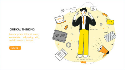 Critical thinking, Vector flat graphic design. New