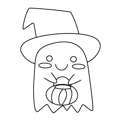可爱的手绘小鬼着色页矢量插图