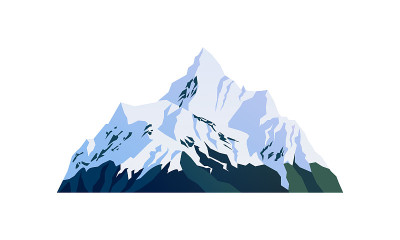山上积雪覆盖的山峰，白雪覆盖的岩壁孤立的卡通图标。矢量景观，旅行冒险运动，野生阿尔卑斯山。山岭，登山
