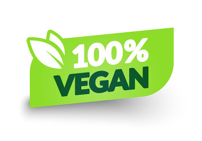 矢量插图100%素食标签。现代网页按钮设计