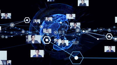 全球通信网络概念。视频会议。Telemeeting。Flash的消息。