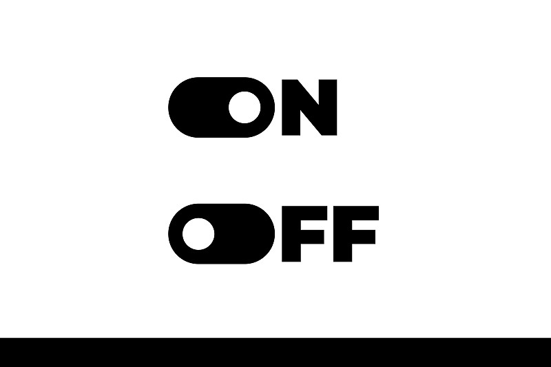 On Off mode switch button sliders. Toggle modern f