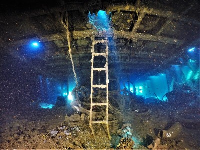 Famous wreck ship Fujikawa maru in Truk lagoon