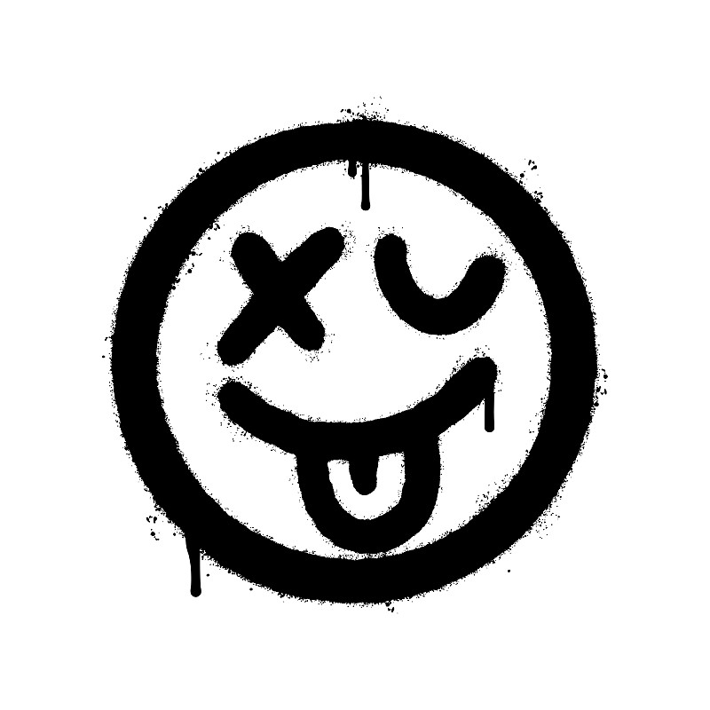 在白色背景上喷上可怕的病脸表情符号。矢量插图。