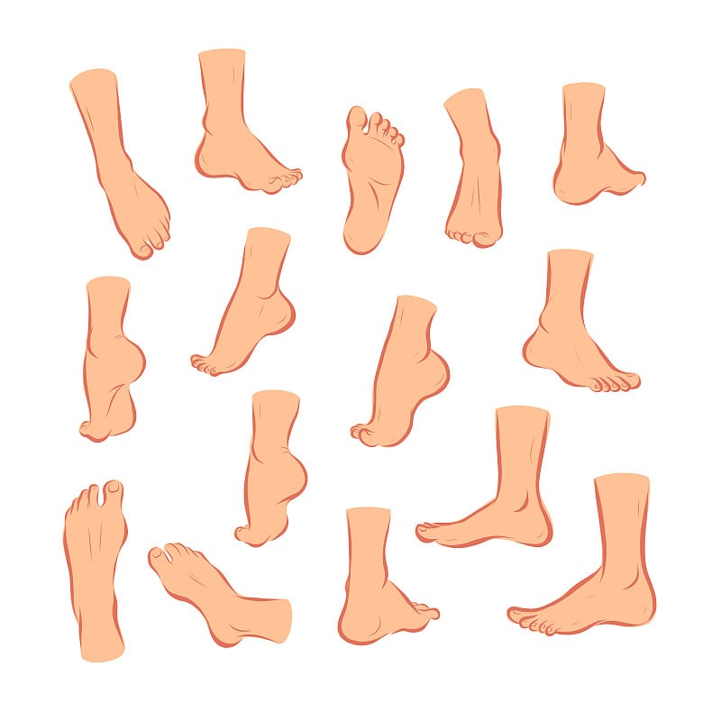 Collection of bare human man and woman feet arrang