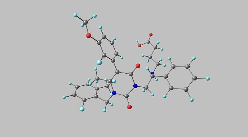 Elagolix分子结构孤立在灰色上