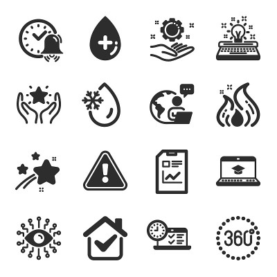 Set of Technology icons, such as Freezing water, W