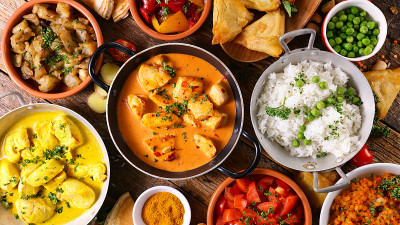 各种印度食物-俯视图