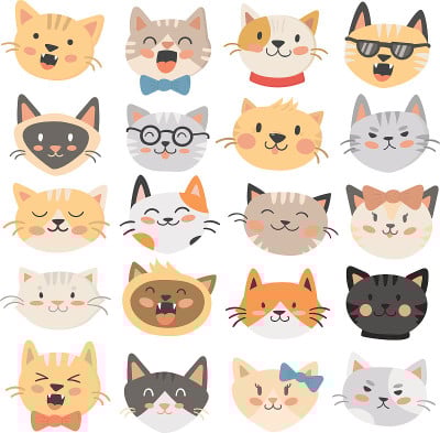 猫头表情向量。