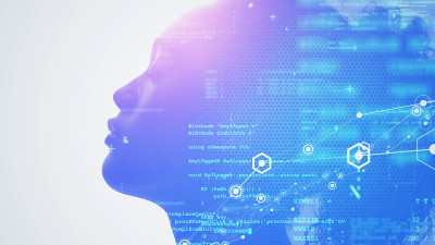AI(人工智能)概念。深度学习。数字转换。