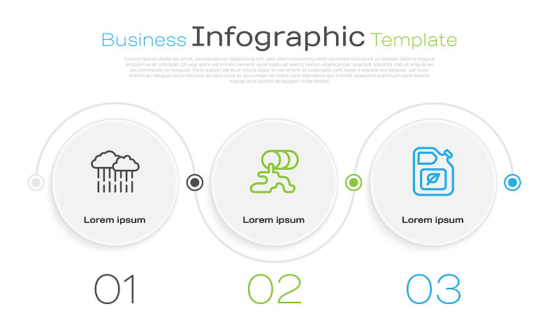 设置云带雨，桶漏油和生物燃料罐。业务信息模板。向量