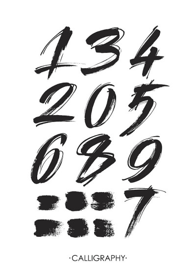 矢量套书法丙烯或墨水数字