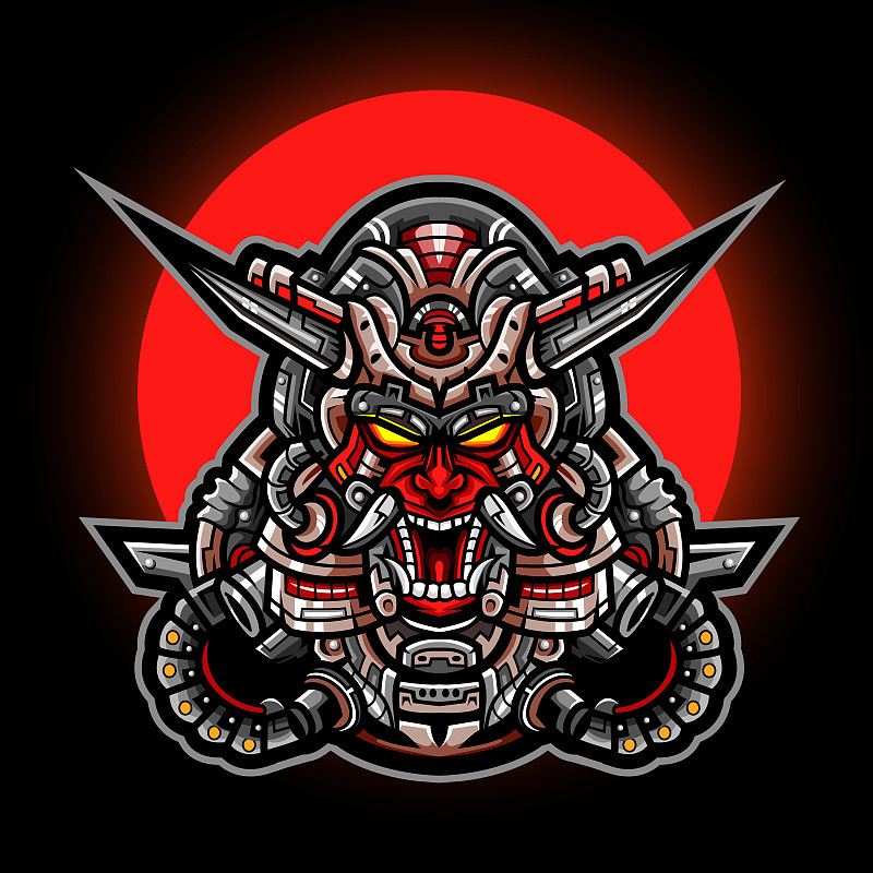 Oni mask mecha esport logo mascot design