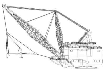 Dragline walking excavator. Vector