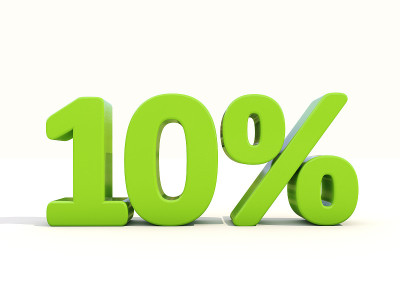 白色背景上10%的百分比图标