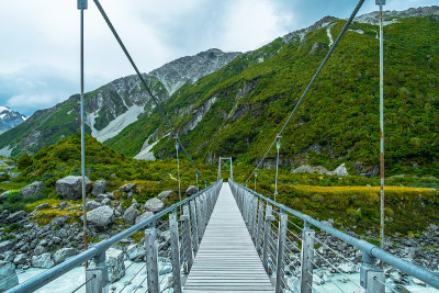 库克山美丽的景色和环境，而徒步霍克山谷轨道。新西兰。