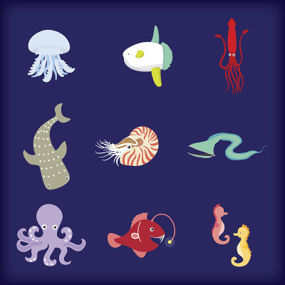 海洋生物的向量
