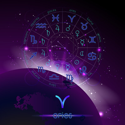 Vector illustration of sign and constellation ARIE
