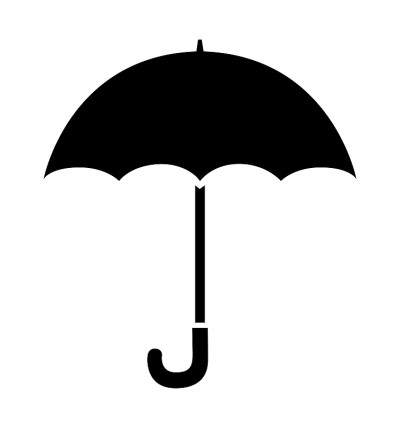 伞图标黑色剪影防雨平面矢量