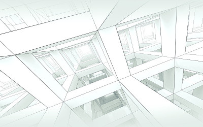 抽象的蓝色建筑背景3d