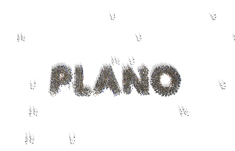 一大群人站在一起组成PLANO