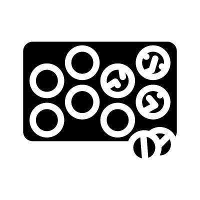 闪烁与药丸字形图标矢量插图
