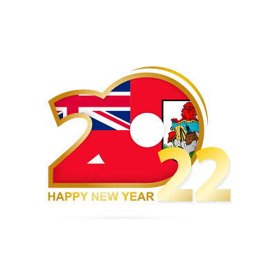 2022年，百慕大旗图案。新年快乐设计。