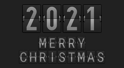 2021 Merry Christmas text on airport board 3d real
