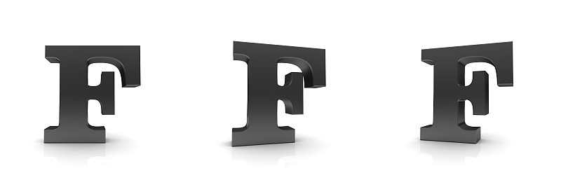 F字母符号黑色字母文本大写字母3d渲染