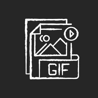 GIF文件粉笔白色图标上的黑色背景
