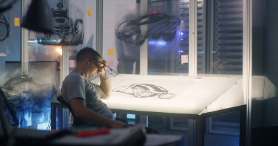 Car designer taking a short break during work