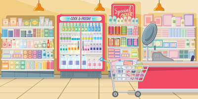 超市食品货架插图