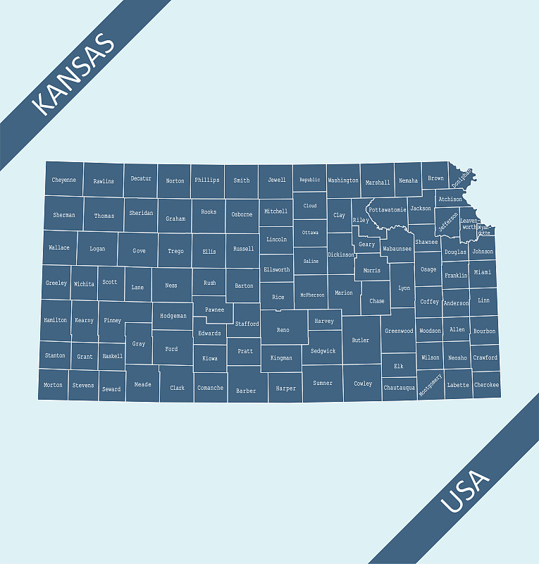 Counties map of Kansas