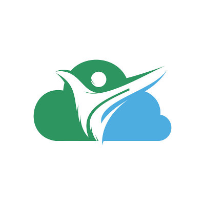人类健康标志设计。医疗保健云形状矢量标志概念插图。