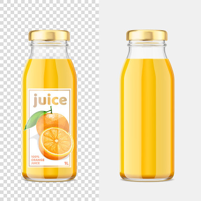 橙汁模型瓶。矢量图