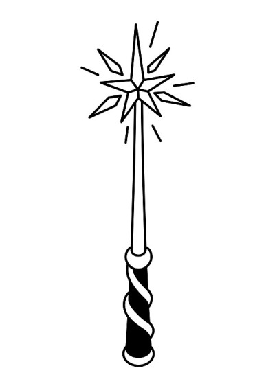 魔杖。神秘主义，炼金术，灵性，纹身艺术。