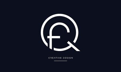 QF, FQ字母抽象图标标志矢量组合