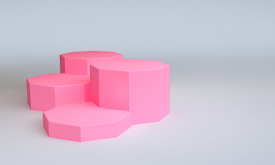 极简几何形状多彩的场景，3d渲染3