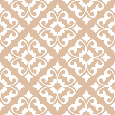 Floral seamless pattern. White design on brown bac