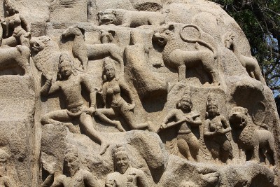阿诸那的苦行，浅浮雕，Mamallapuram，泰米尔纳德邦，印度