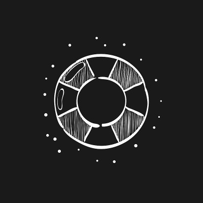 草图图标在黑色-环浮标